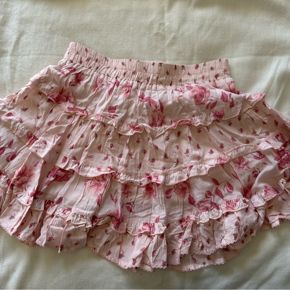 Alter’d State Floral Pink Ruffled Skirt